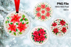 Christmas Ornament Poinsettia Flower Round Circle Decorate51 Product Image 1