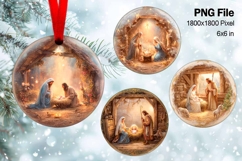 Nativity Scene Christmas Ornament Round Circle Jesus Baby_53 Product Image 1