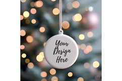Christmas Ornament Mockup, Round White Ceramic Ornament_53 Product Image 1