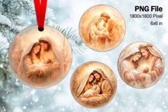 Nativity Scene Christmas Ornament Round Circle Jesus Baby_56 Product Image 1