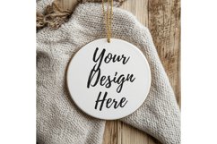 Christmas Ornament Mockup, Round White Ceramic Ornament_62 Product Image 1