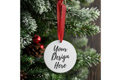 Christmas Ornament Mockup, Round White Ceramic Ornament_68 Product Image 1