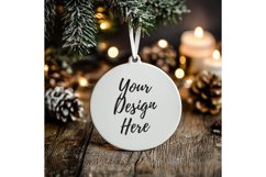 Christmas Ornament Mockup, Round White Ceramic Ornament_73 Product Image 1