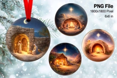 Nativity Scene Christmas Ornament Round Circle Jesus Baby_74 Product Image 1