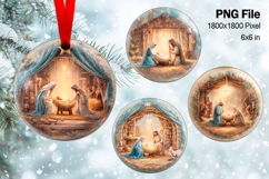 Nativity Scene Christmas Ornament Round Circle Jesus Baby_75 Product Image 1
