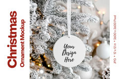Christmas Ornament Mockup, Round White Ceramic Ornament_75 Product Image 1