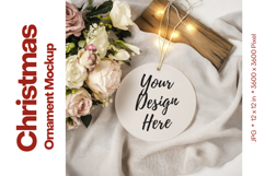 Christmas Ornament Mockup, Round White Ceramic Ornament_78 Product Image 1