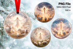 Nativity Scene Christmas Ornament Round Circle Jesus Baby_79 Product Image 1
