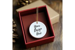 Christmas Ornament Mockup, Round White Ceramic Ornament_79 Product Image 1