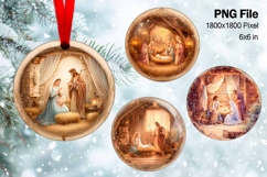 Nativity Scene Christmas Ornament Round Circle Jesus Baby_85 Product Image 1