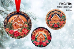 Christmas House Ornament Watercolor Snow House Decorate_87 Product Image 1