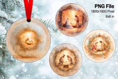 Nativity Scene Christmas Ornament Round Circle Jesus Baby_88 Product Image 1