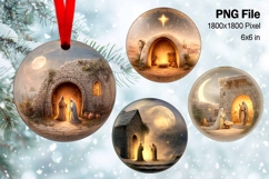 Nativity Scene Christmas Ornament Round Circle Jesus Baby_90 Product Image 1