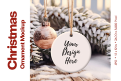 Christmas Ornament Mockup, Round White Ceramic Ornament_90 Product Image 1