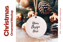 Christmas Ornament Mockup, Round White Ceramic Ornament_91 Product Image 1
