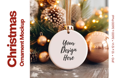 Christmas Ornament Mockup, Round White Ceramic Ornament_92 Product Image 1