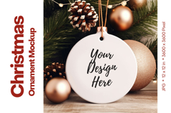 Christmas Ornament Mockup, Round White Ceramic Ornament_95 Product Image 1