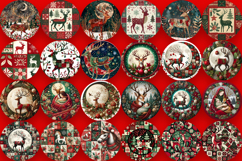 Mega Christmas patchwork Sublimation ornament PNG Bundle Product Image 3