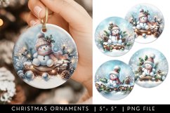 Snowman Round Christmas Ornament Sublimation Designs Product Image 1