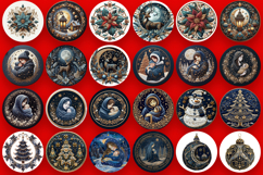 Mega Christmas patchwork Sublimation ornament PNG Bundle Product Image 5