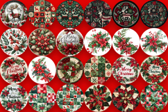 Mega Christmas patchwork Sublimation ornament PNG Bundle Product Image 5