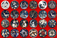 Mega Christmas patchwork Sublimation ornament PNG Bundle Product Image 1