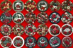 Mega Christmas patchwork Sublimation ornament PNG Bundle Product Image 6