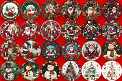 Mega Christmas patchwork Sublimation ornament PNG Bundle Product Image 9