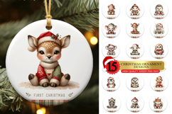 Baby Animals First Christmas Ornament PNG Bundle Product Image 1