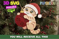 Adorable Christmas Cat Ornament 3D SVG Product Image 1