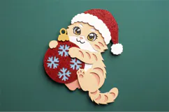 Adorable Christmas Cat Ornament 3D SVG Product Image 4