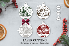 Flowers christmas personalized ornaments SVG/ laser cutting Product Image 1