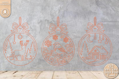 Christmas Ornament Laser Cut, Christmas Deer Bird SVG Product Image 3