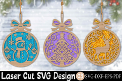 Christmas Ornament Laser Cut, Christmas Snowman, Tree SVG Product Image 1