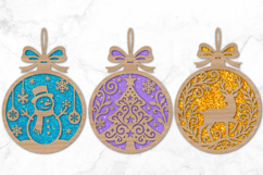 Christmas Ornament Laser Cut, Christmas Snowman, Tree SVG Product Image 2