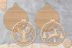Christmas Ornament Laser Cut SVG, Christmas Angel &amp; Reindeer Product Image 2