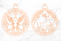 Christmas Ornament Laser Cut SVG, Christmas Angel &amp; Reindeer Product Image 3