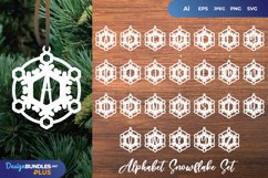 Decorative Snowflakes with Alphabets, Christmas Tree SVG Product Image 1