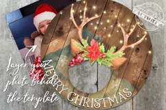 Rustic christmas ornament design, reindeer photo frame png Product Image 2