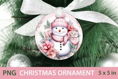 Round Christmas Ornament PNG | Christmas Snowman PNG | Pink Product Image 1