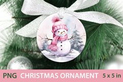 Round Christmas Ornament PNG | Christmas Snowman PNG | Pink Product Image 1