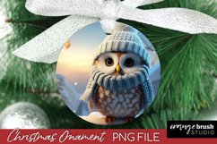 Christmas Ornament PNG, Cute Owl Round Sublimation Design