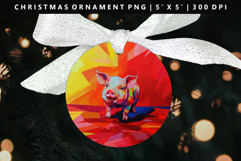 Pig Round Christmas Ornament Sublimation PNG Product Image 1