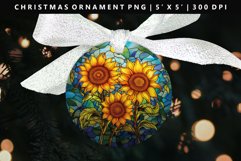 Sunflower Round Christmas Ornament Sublimation PNG Product Image 1