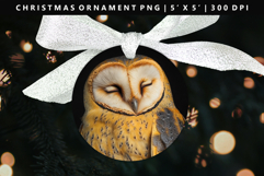 Owl Round Christmas Ornament Sublimation PNG Product Image 1