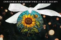 Sunflower Round Christmas Ornament Sublimation PNG Product Image 1