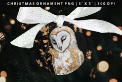 Owl Round Christmas Ornament Sublimation PNG Product Image 1
