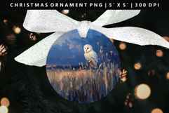 Owl Round Christmas Ornament Sublimation PNG Product Image 1