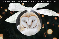 Owl Round Christmas Ornament Sublimation PNG Product Image 1