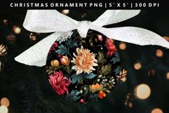 Flower Round Christmas Ornament Sublimation PNG Product Image 1